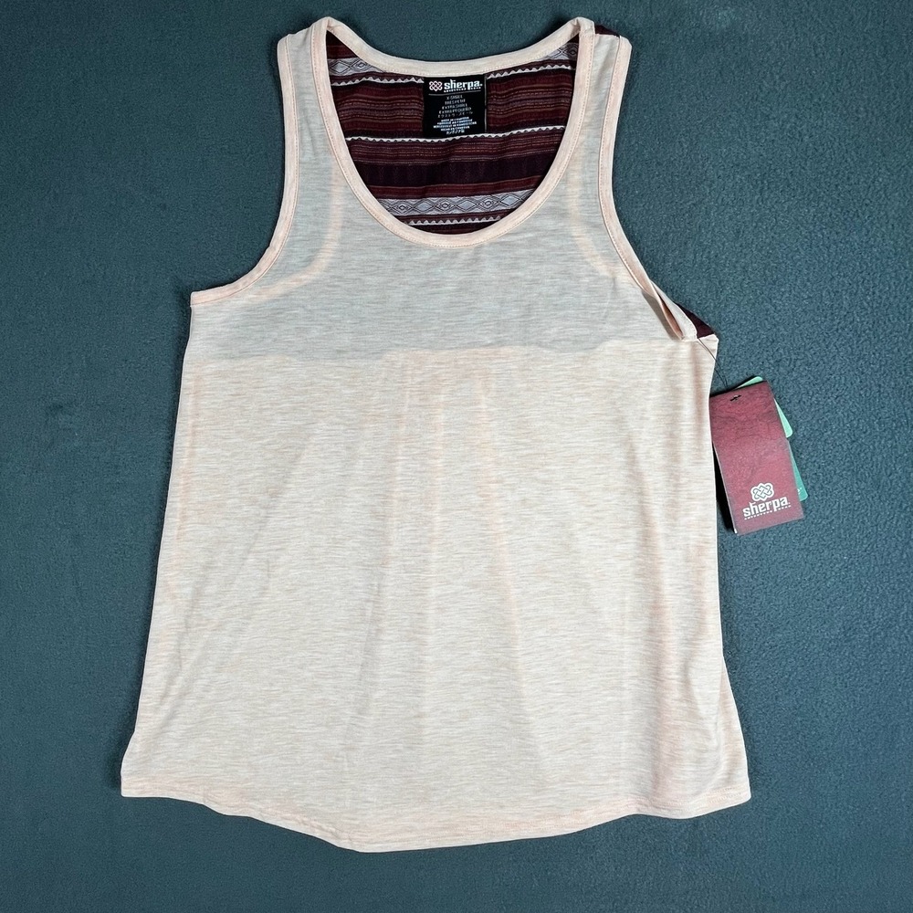 NWT Sherpa Adventure Gear Peach Tank Top XS‎ Aztec Back Panel Hiking DriRelease